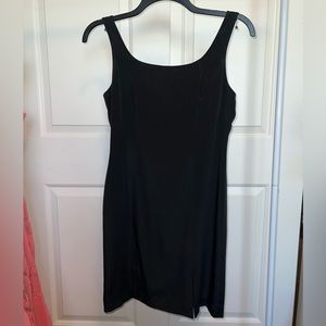 Hugo Buscati black silk dress with front slit